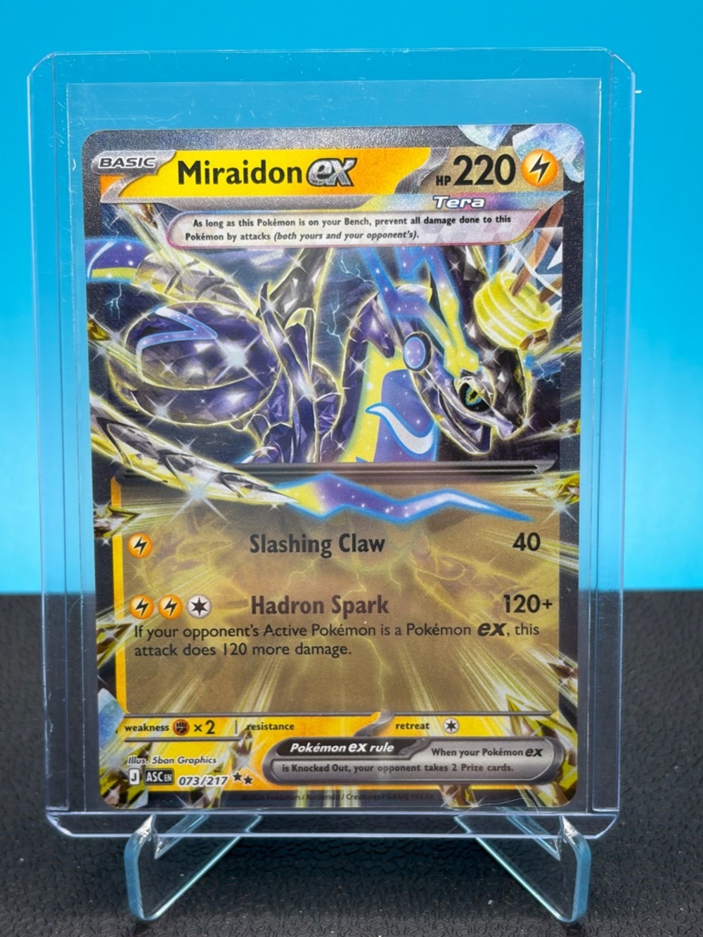Pokemon Miraidon ex Yellow Gold Lightning Holo Trading Card